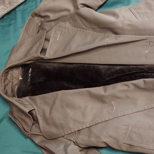 Gray Men's Bill Blass lined Raincoat with belt